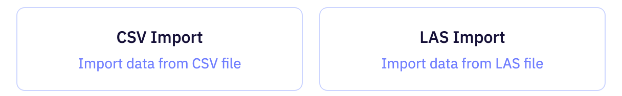 The Import type section of the app