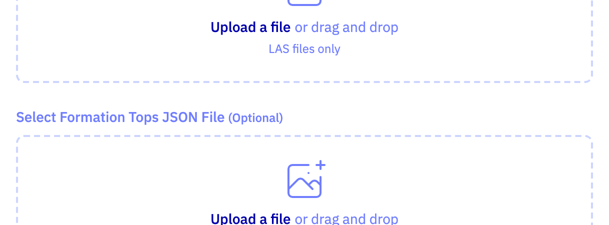 The LAS import section of the app