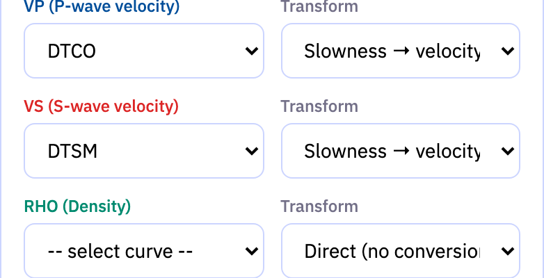 The Elastic curves section of the app