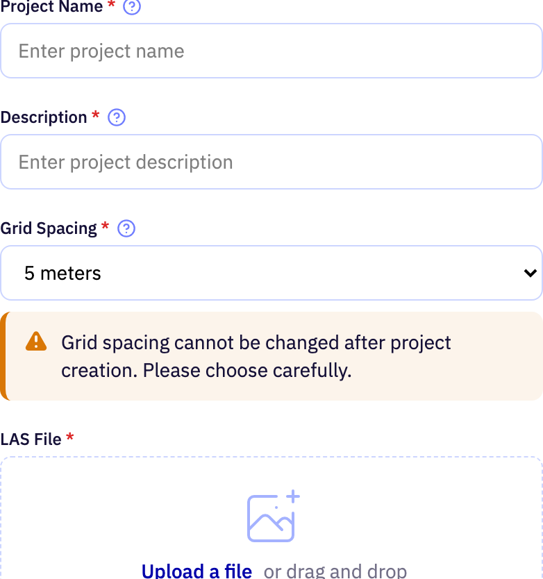 The Project information section of the app