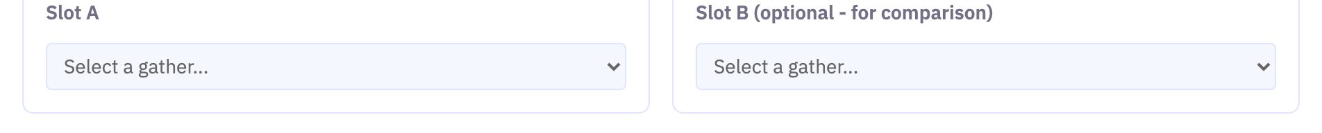 The Gather slots section of the app