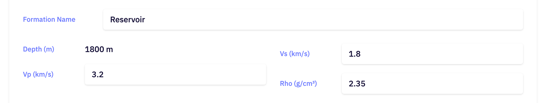 The Basic layer values section of the app