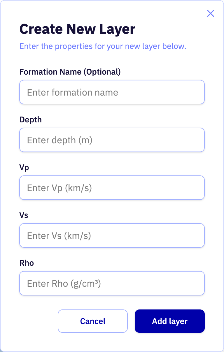 The Create layer section of the app