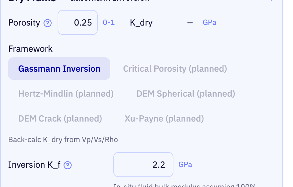 The Dry frame section of the app