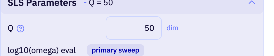 The Rock parameters section of the app